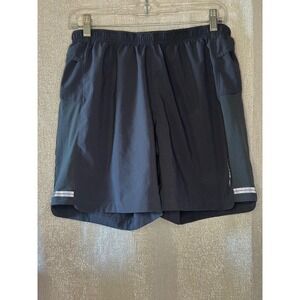 Brooks Running Shorts Athletic Workout Gym Reflective‎ Detail Gray Small